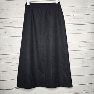 Harve Benard Black Wool A-Line Midi Skirt